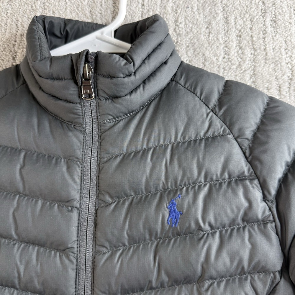Polo Ralph Lauren Boys Size 6 Quilted Puffer Jacket Zipper Pockets Charcoal Grey - Picture 2 of 7